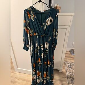 Baltic Born Teal Floral Long Sleeve Dress